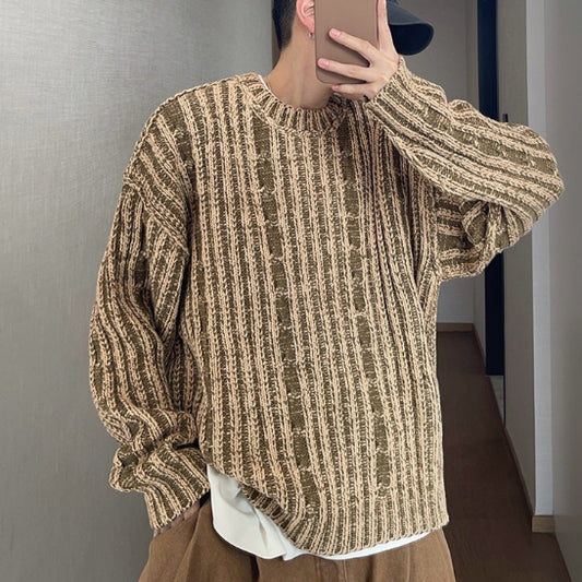 REVERSEABLE CREW NECK CABLED SWEATER