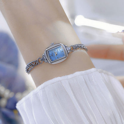 Women Chain Bracelet Light Blue Dial Watch