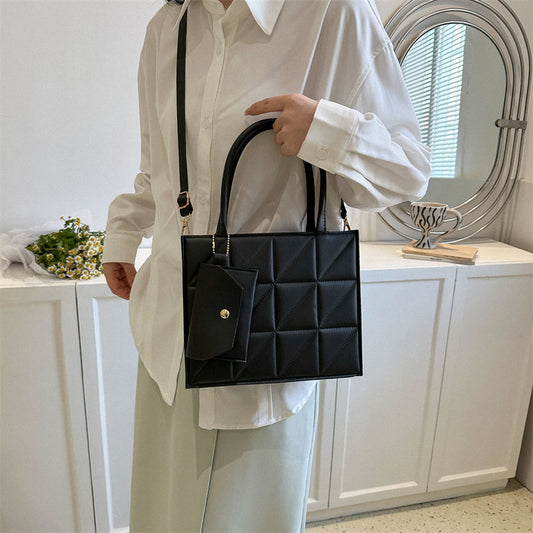 Plaid Shoulder With Small Wallet Simple Elegant Portable Square Handbag