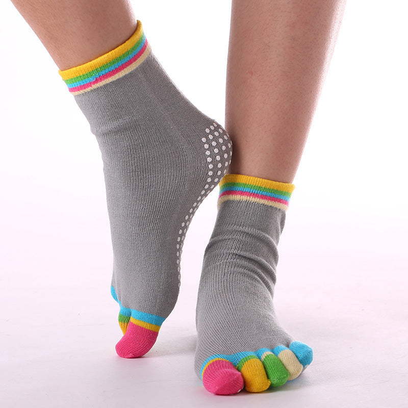Women's Pure Cotton Dispensing Non-slip Yoga Five Finger Socks