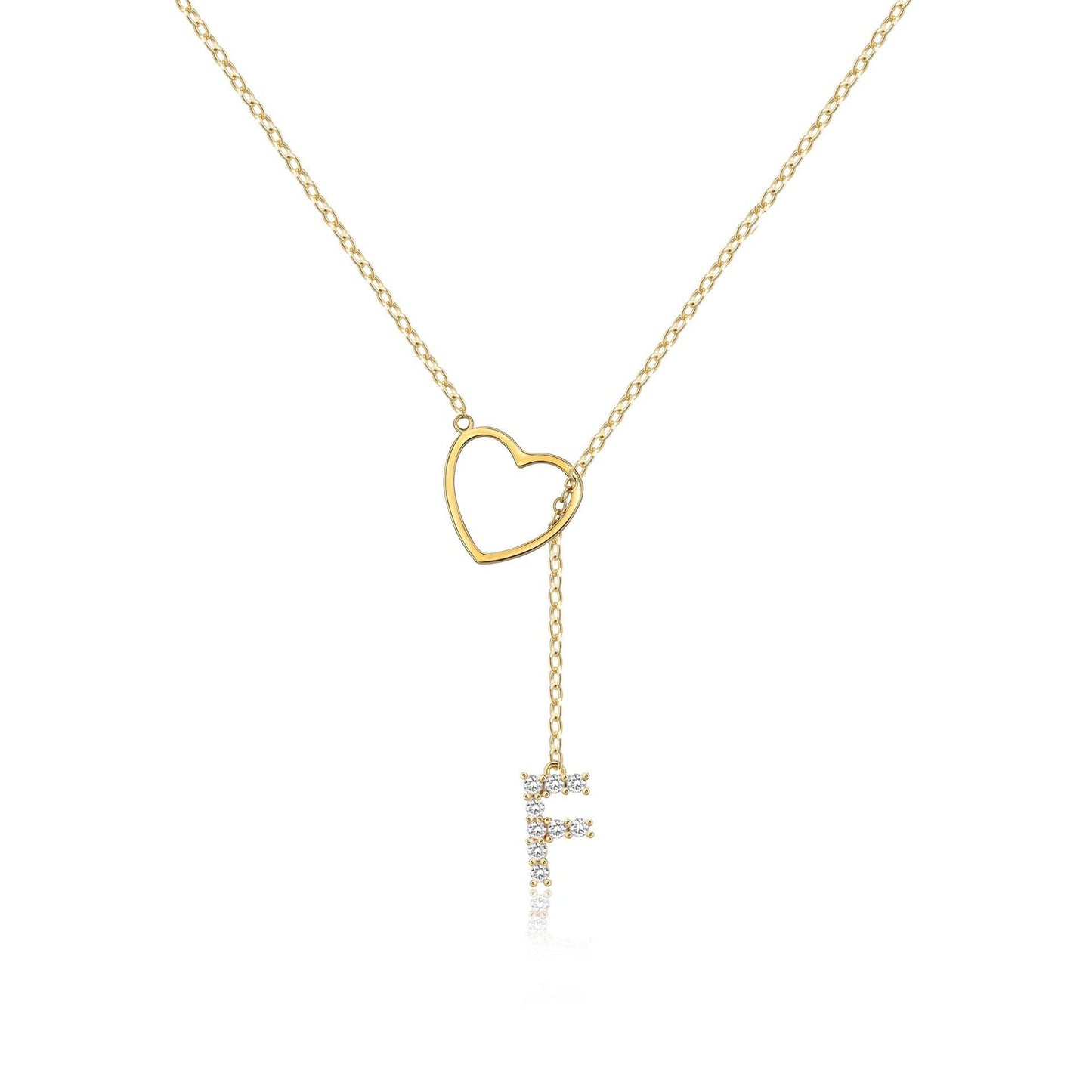 Brass Gold Plating Full Inlaid Zircon Name letter Neclace