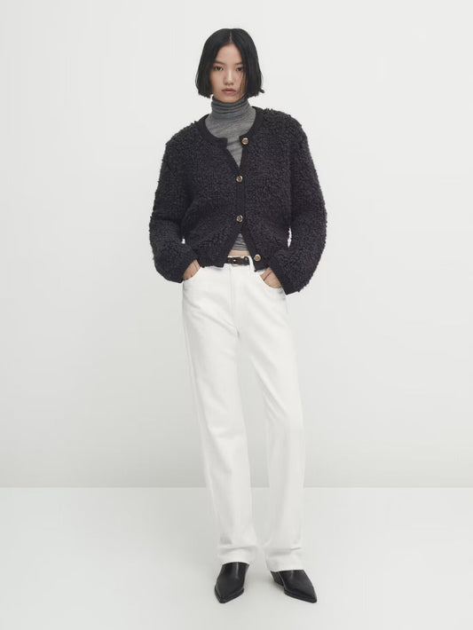 TERRY YARN KNITTED CARDIGEN