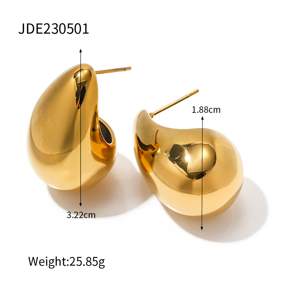 Simple 18K Gold Plated Women's Fashion Teardrop Water Drop Earrings