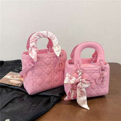 Silk Scarf Three Grids And Four Grids Small Square Bag