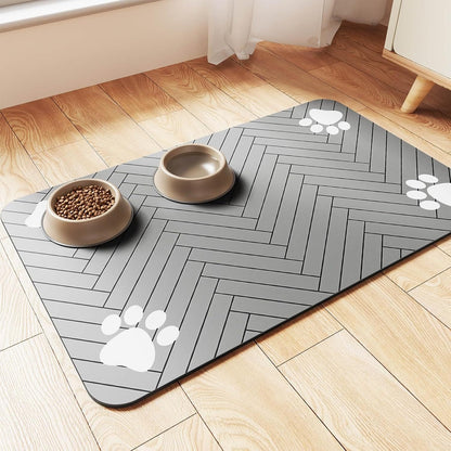 Pet Cat And Dog Eating Diatom Ooze Floor Mat