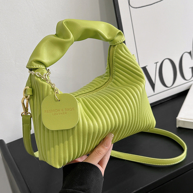 Crossbody PU Leather Pleated Cloud Small Tote Bag