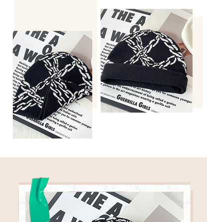 Hip Hop Warm Leisure Y2g Gothic Flower Knitted Beanie Hat