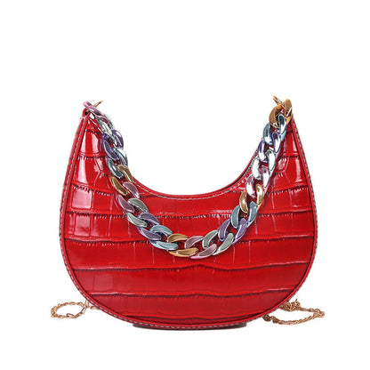 Stone Pattern Fashion Color Chain Handheld Crossbody Bag