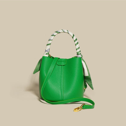 Genuine Leather Advanced Texture Bucket Bag