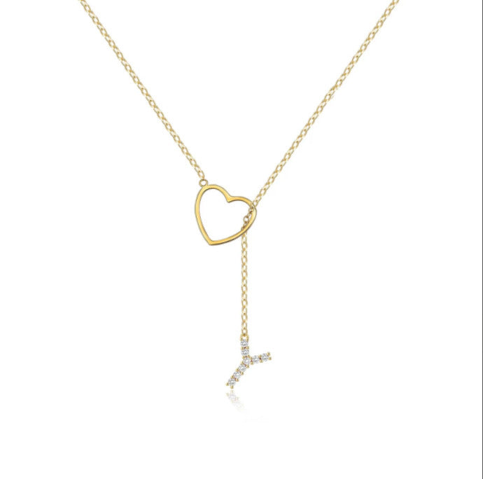 Brass Gold Plating Full Inlaid Zircon Name letter Neclace