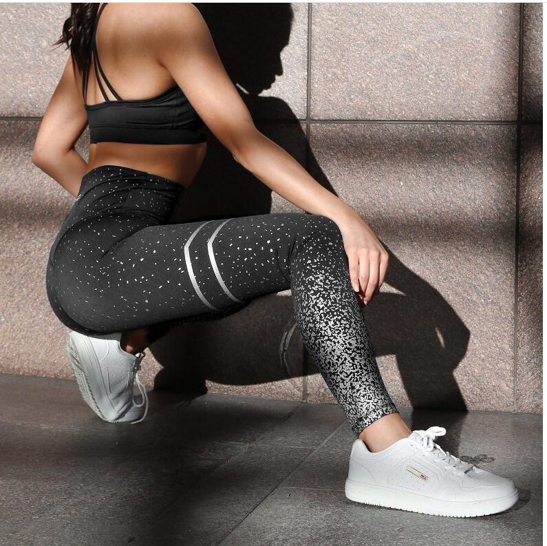 Hot Stamping Yoga Pants High Waist Stretch Fitness