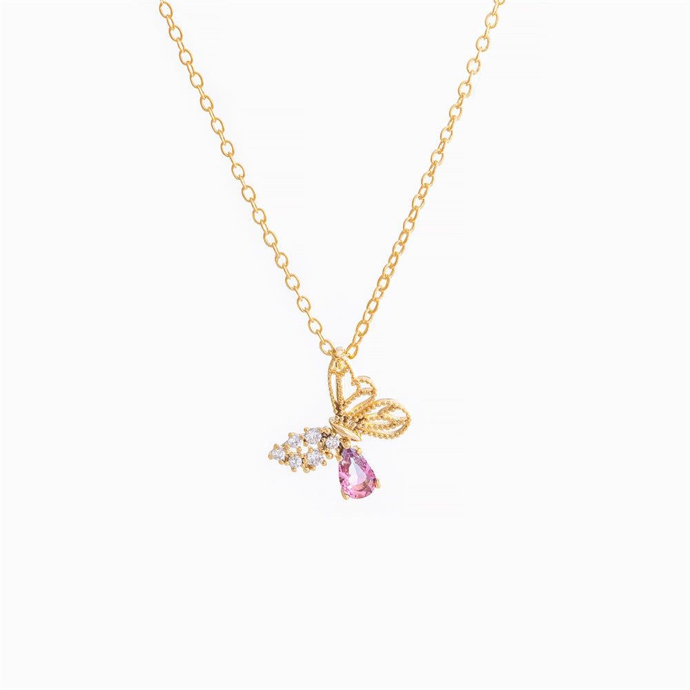 Women's Hollow Zircon Butterfly Necklace