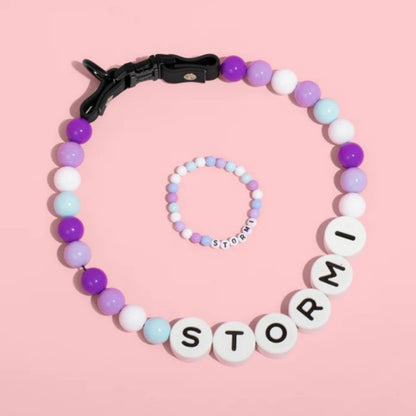 Pet Collar Chain Acrylic English Letter Beaded Elastic Cord