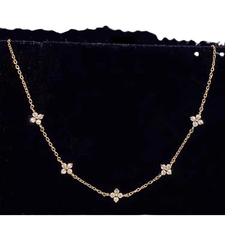 S925 Sterling Silver Plated 18K Gold Clavicle Chain