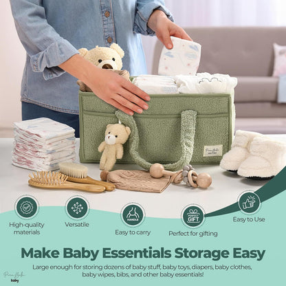 Diaper Caddy Organizer For Changing Table, Storage Basket For Wipes Etc