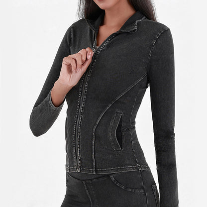 NEW ZIPPER DENIM YOGA JACKET