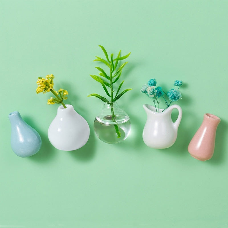 Magnetic Three-dimensional Decoration Refrigerator Sticker And Magnet Ceramic Mini Vases