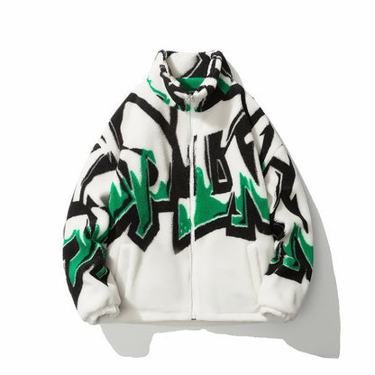 Fashion Printed Loose New Men's Fleece Cotton-padded Coat