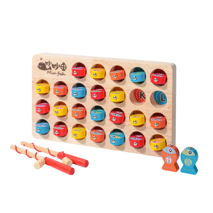 Children's Wooden Magnetic Fishing Game Fine Motor Skill Toy Letter Color Classification