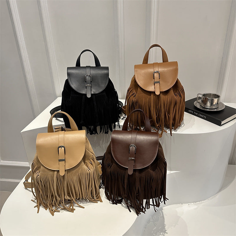 Retro Bohemian Style Tassel Backpack Bag For Women