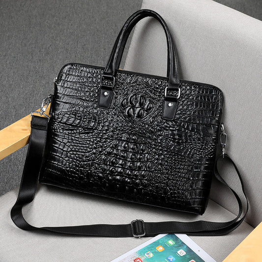 New Crocodile Pattern Business Computer Bag Shoulder Briefcase