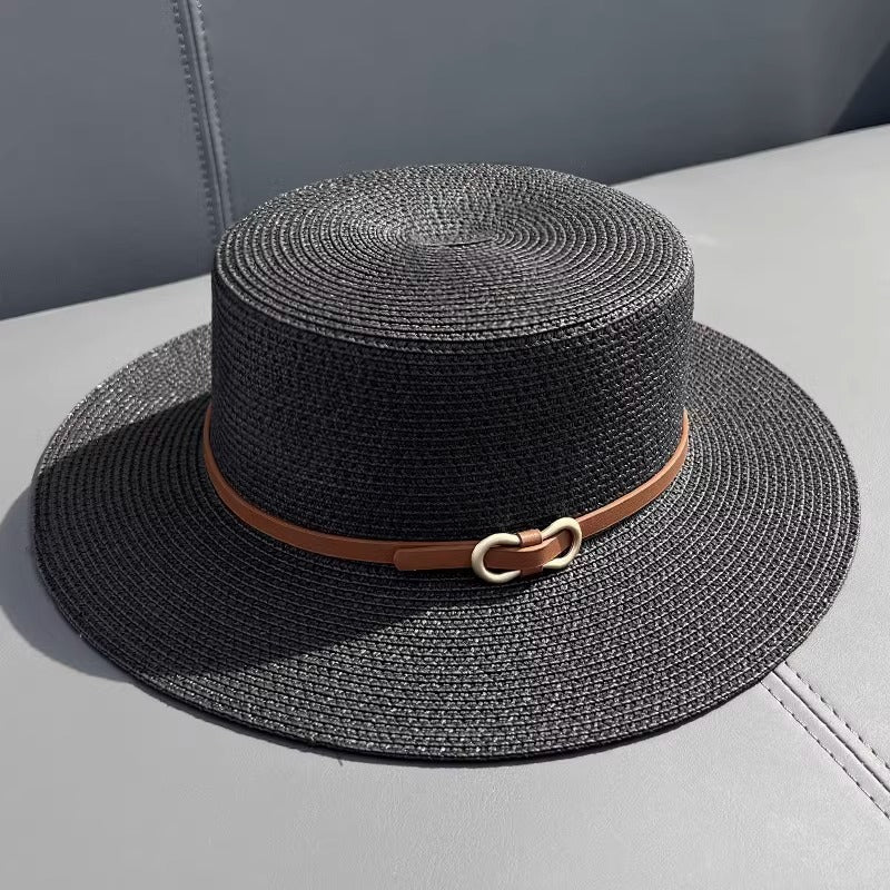 Women's Summer Seaside UV Protection Flat Straw Hat