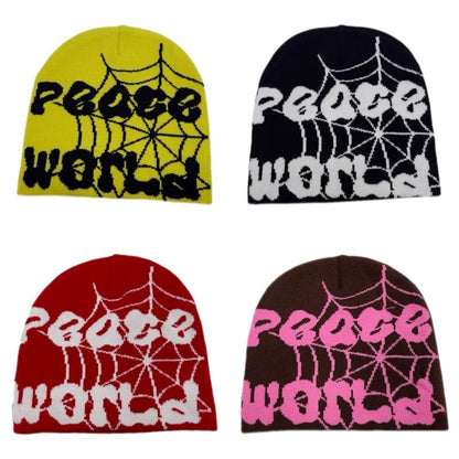 Hip Hop Warm Spider Web Letters Knitted Beanie Hat