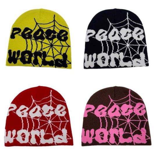 Hip Hop Warm Spider Web Letters Knitted Beanie Hat