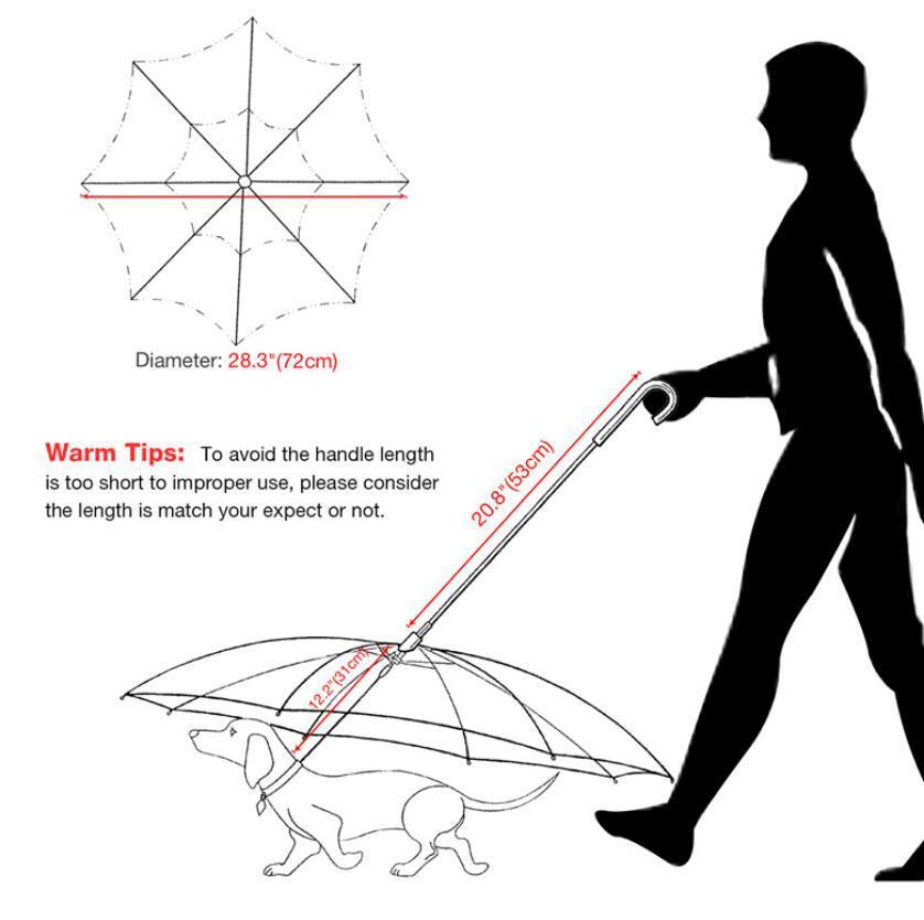 Dog's Transparent Umbrella With Traction Chain Removable