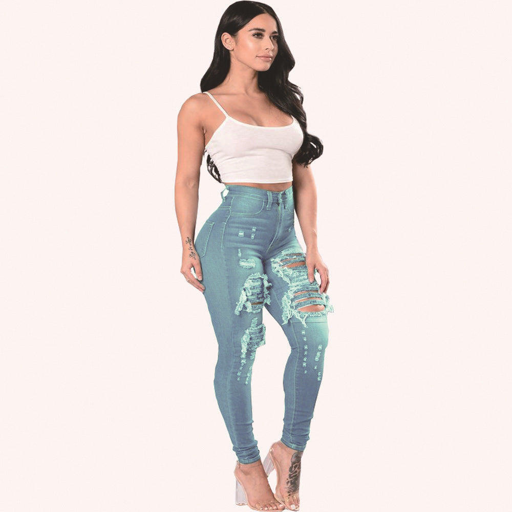 Women Fashion Ripped leggings Jeans