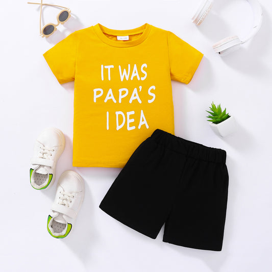 レタープリント半袖無地ショート丈子供服