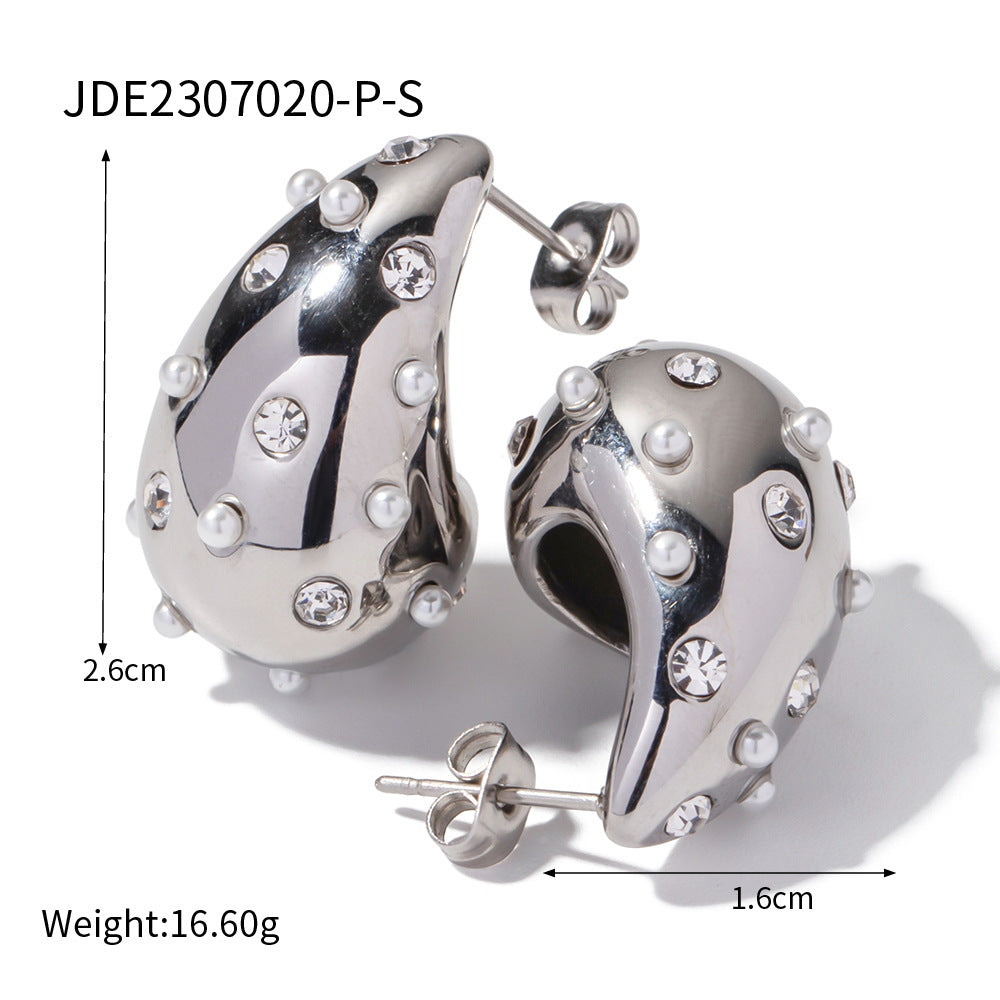 CRYSTALLED CHUBBY WATER DROPLET EARRING