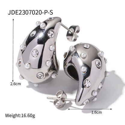 CRYSTALLED CHUBBY WATER DROPLET EARRING