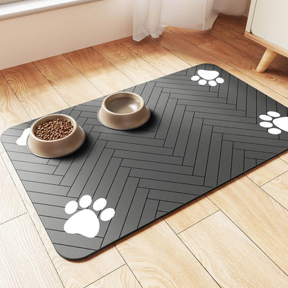 Pet Cat And Dog Eating Diatom Ooze Floor Mat