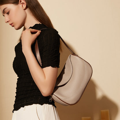 Women's First Layer Cow Leather Wide Shoulder Strap Bag