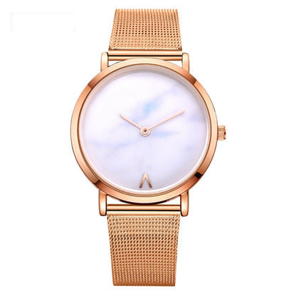 Vansvar fashion brand silver and gold mesh band creative marble wristwatch