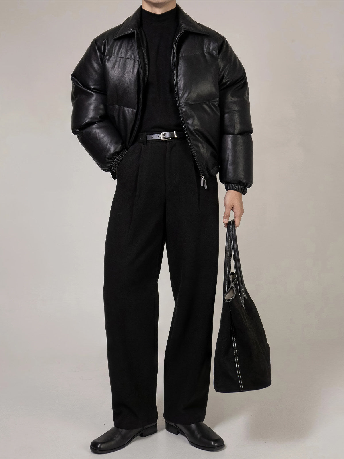 LEATHER PUFFER JACKET