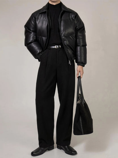 LEATHER PUFFER JACKET