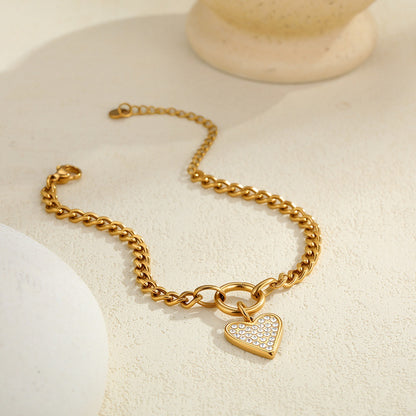 Fashion Heart Shape With Diamond Baroque Pearl Bracelet