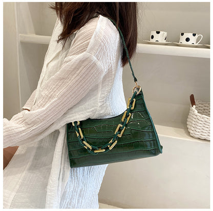 Fashion Stone Texture Shoulder Bag With Chain