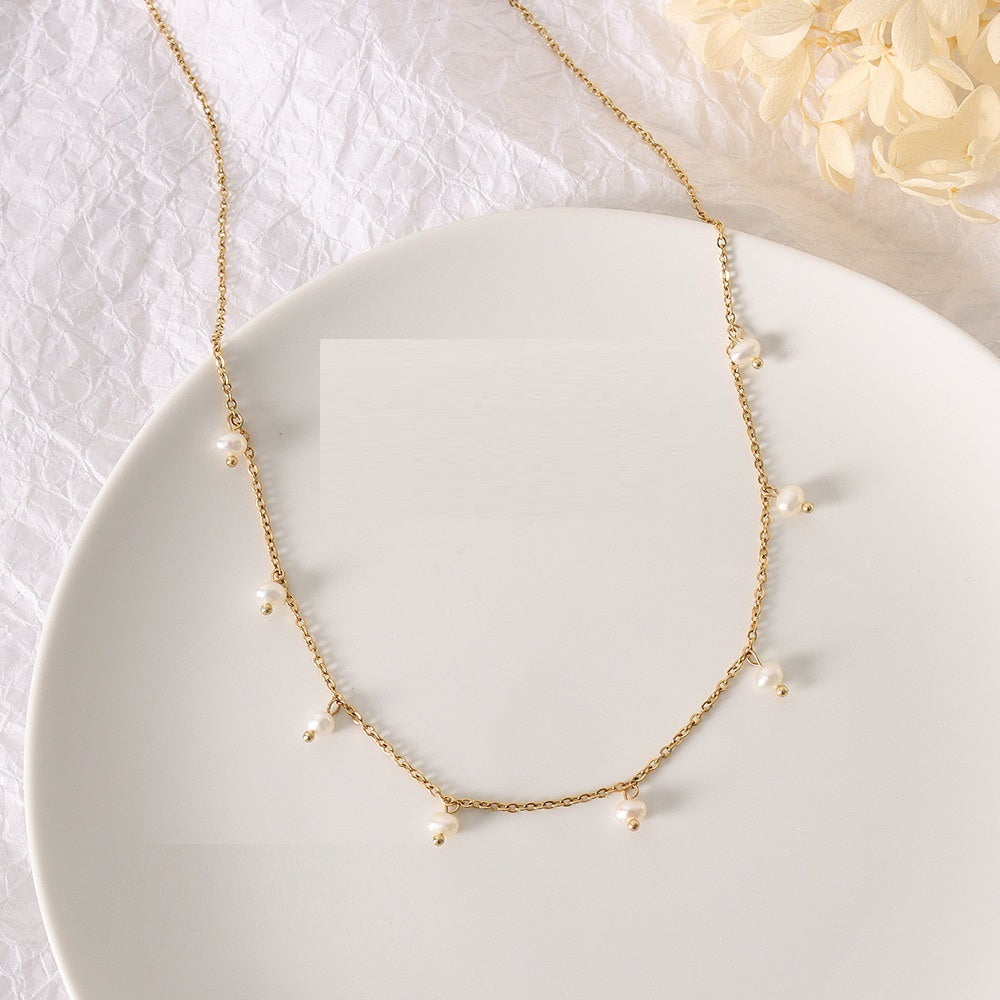 French Style 18K Gold Plating Freshwater Pearl Necklace