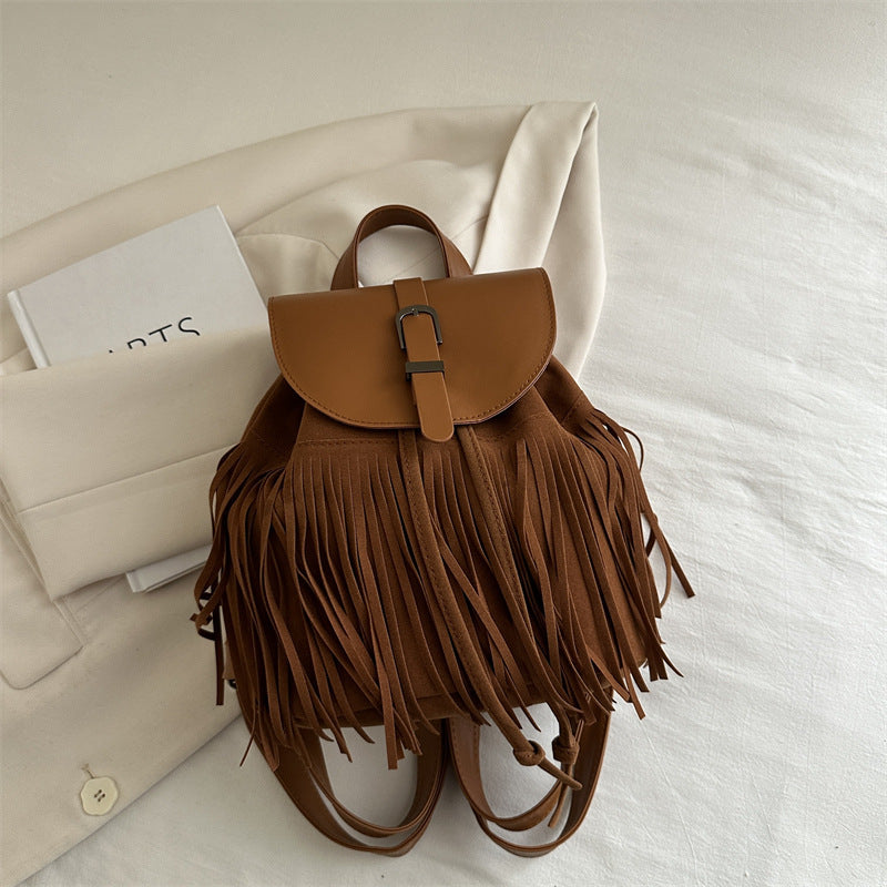 Retro Bohemian Style Tassel Backpack Bag For Women