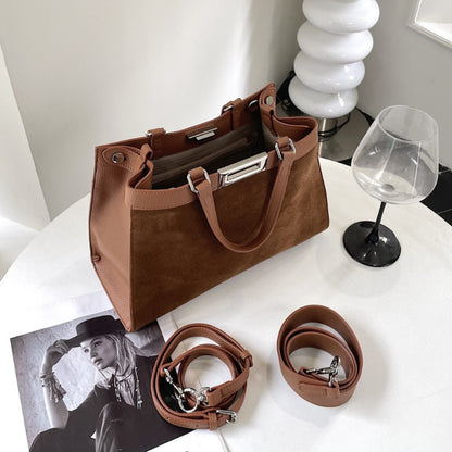 Hamdmade Frosted Cowhide Leather Shoulder Bag