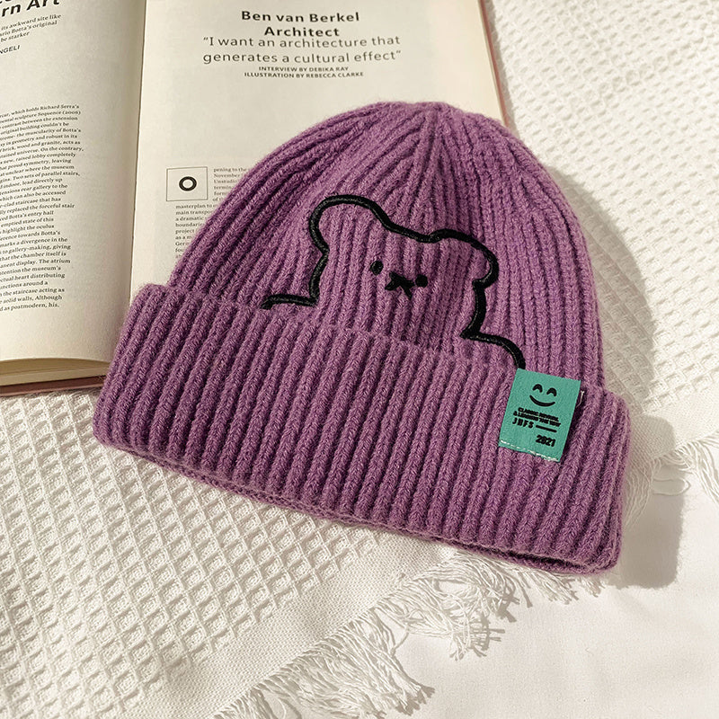 Women's Bear Pattern Knit Jacquard Beanie
