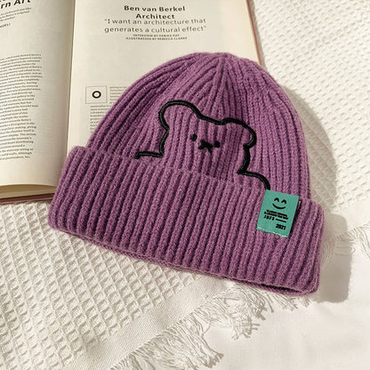 Women's Bear Pattern Knit Jacquard Beanie