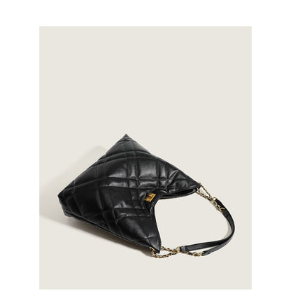 Rhombus Women's Large Capacity Genuine Leather Chain Shoulder Tote Bag