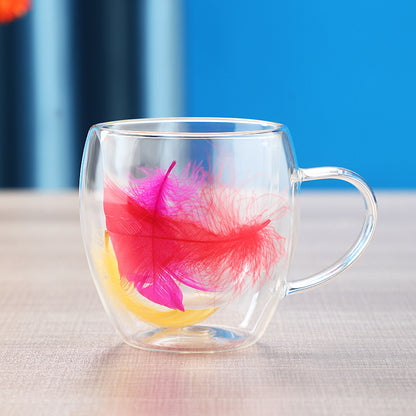 Real Dried Moveable Flower Double Layer Glass Quicksand Cup