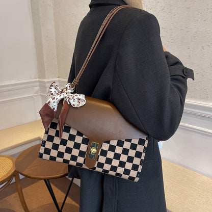 Large-capacity Women's Bag Fashion Plaid Single Shoulder