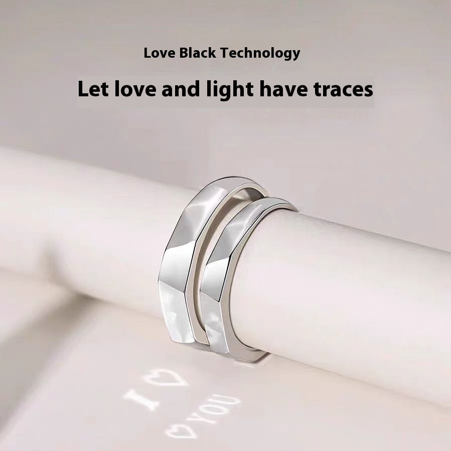 S925 Pure Silver Love Projecting Rings Pair