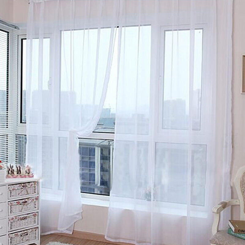 Solid Color Glass Mesh Curtains Transparent Color Ready-made Curtain Punch-free